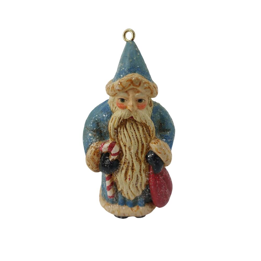 Blue Santa Christmas 3.5" Old Fashioned Tree Ornament Candy